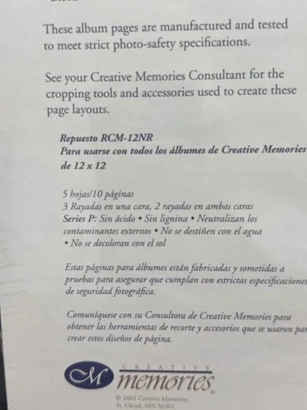 New Creative Memories  Original 12x12 Natural Ruled Scrapbook Pages 5 Sheets/10